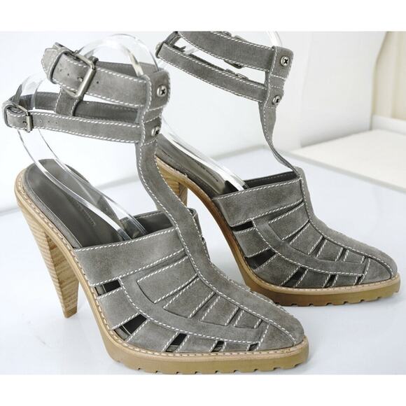 Alexander Wang Suede Leather Abbey Strappy Heel Sandals Size 38 NEW $495 Abby - Picture 5 of 11